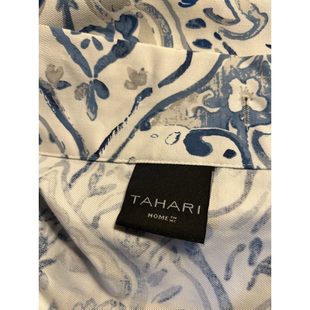 TAHARI Home 72" x 72"  Cotton Blend Imperial Damask Blue Gray Shower Curtain - Picture 3 of 3